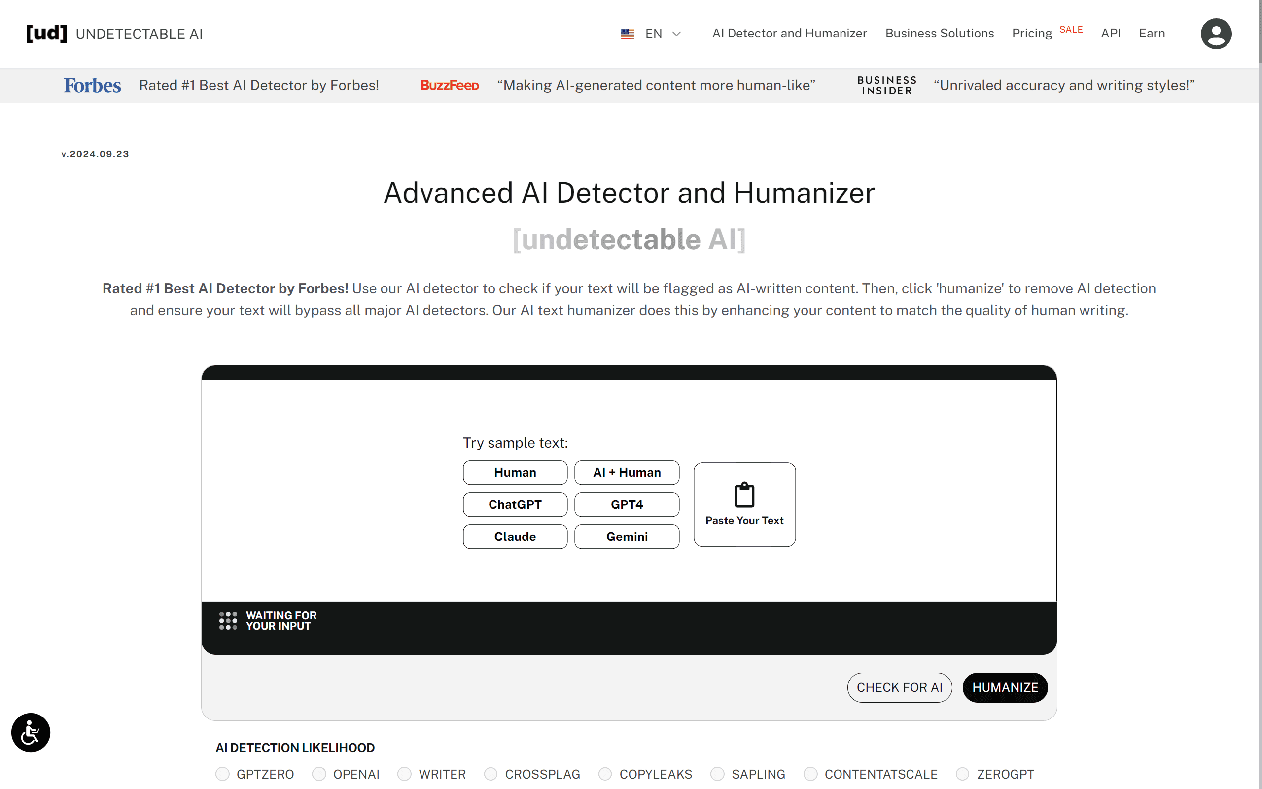 Undetectable AI website